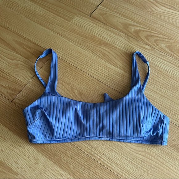 aerie Other - Aerie Light Blue Scoop Ribbed Bikini Top Medium